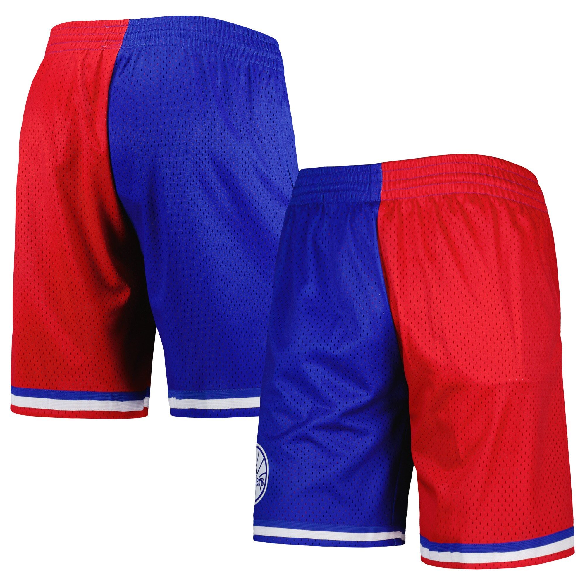 Pantaloncini Swingman Divisi Mitchell & Ness Royal/Rosso Philadelphia 76ers Hardwood Classics 1982 da uomo